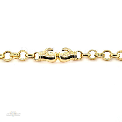 9ct Gold Babies' Cz Double Boxing Glove Belcher Bracelet - BR611CZ