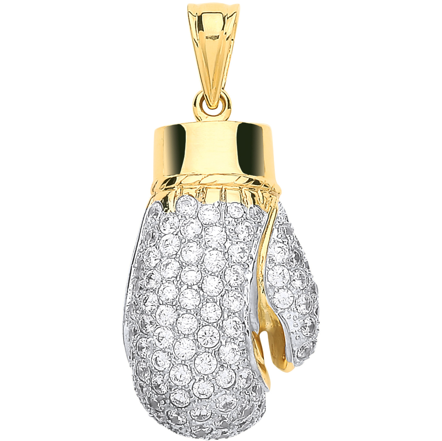 9ct Gold Boxing Glove Hollow Pendant with CZ Stones - PD0677