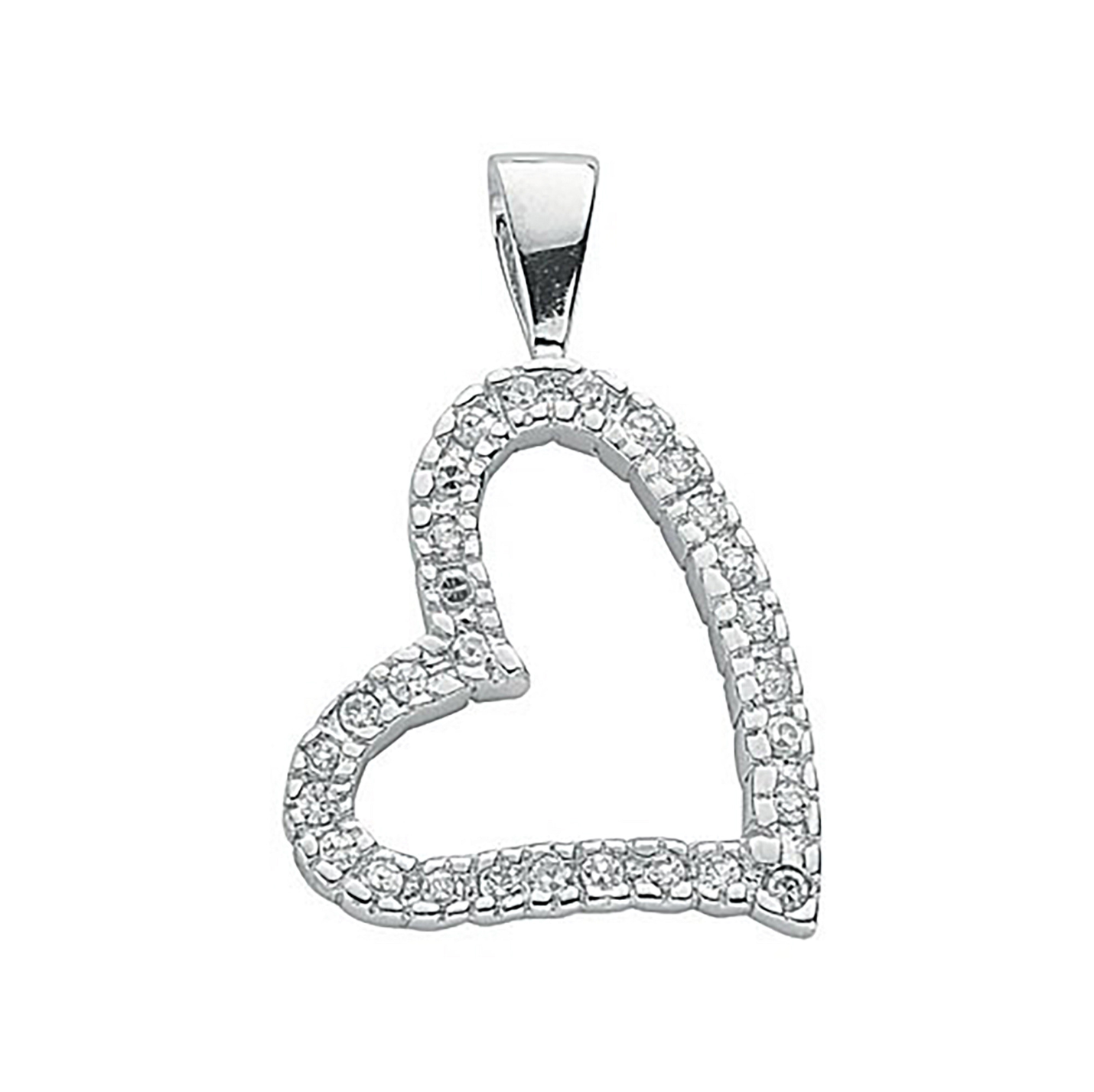 Sterling Silver Heart Pendant (CZ) with Chain