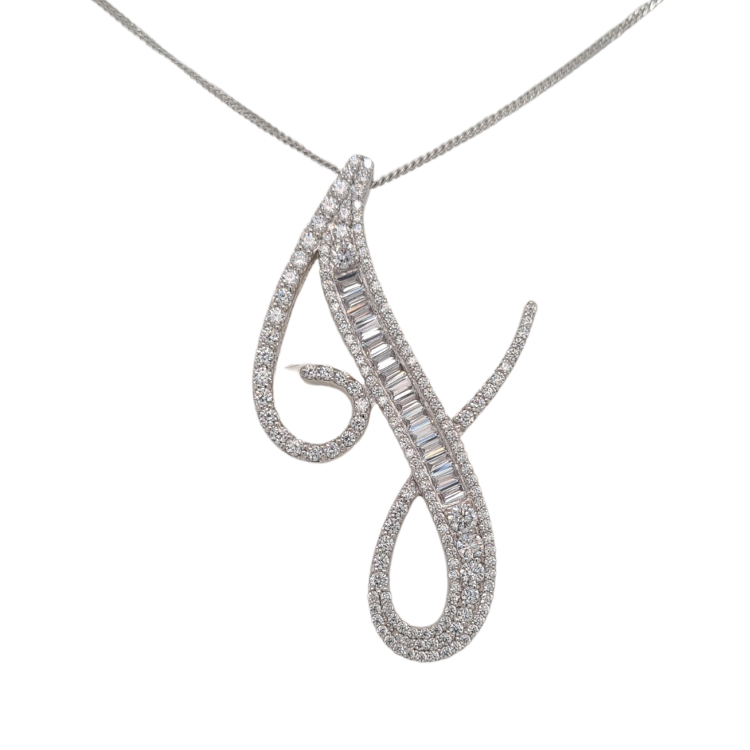 30mm Silver CZ Initial Pendant With Hoops