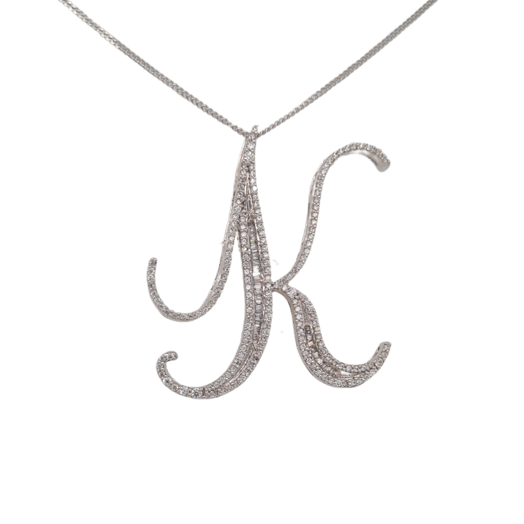 30mm Silver CZ Initial Pendant With Hoops