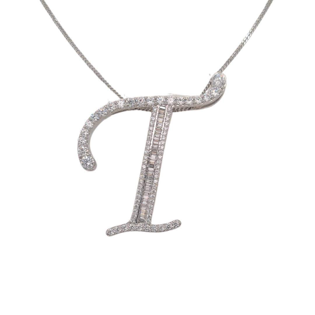 30mm Silver CZ Initial Pendant With Hoops