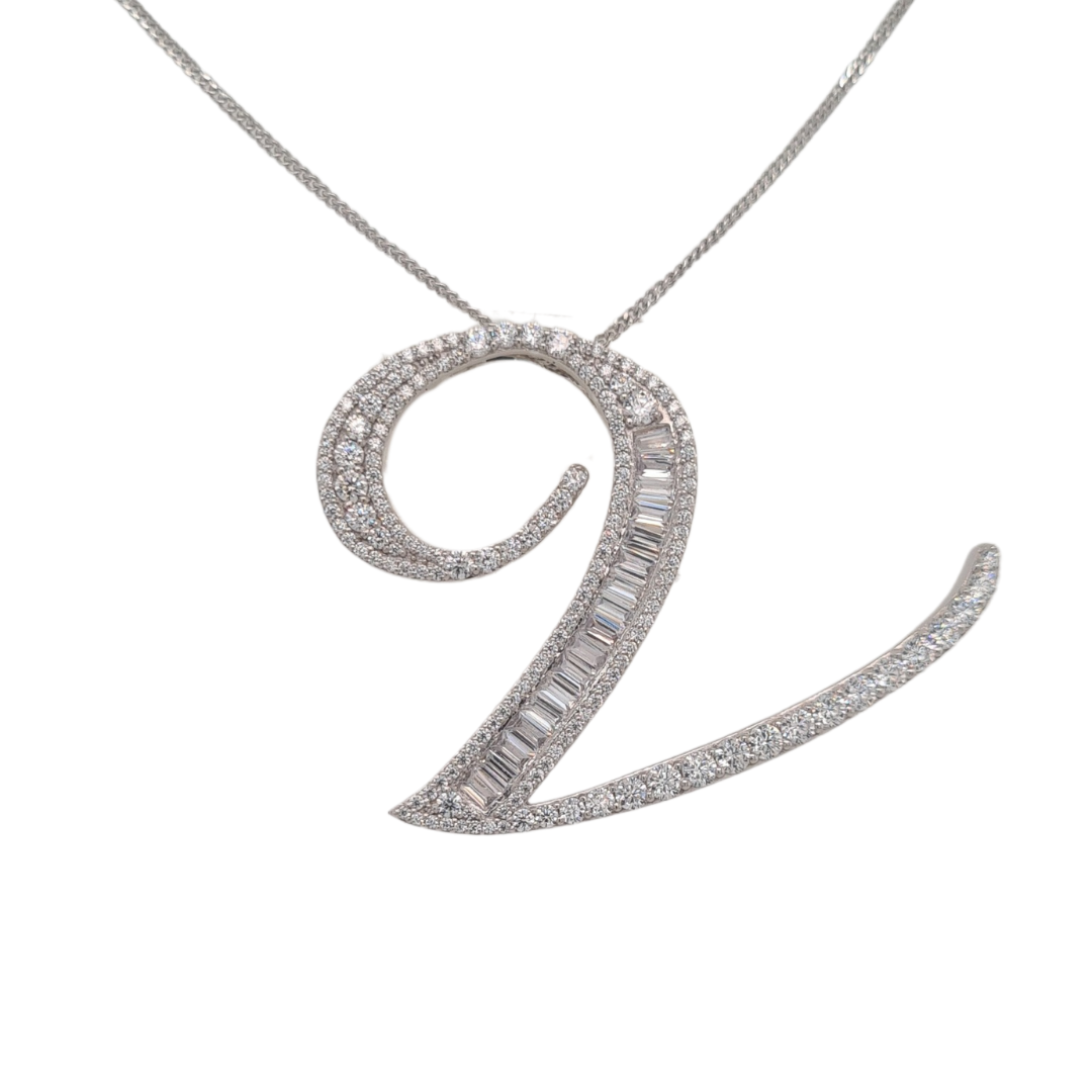 30mm Silver CZ Initial Pendant With Hoops