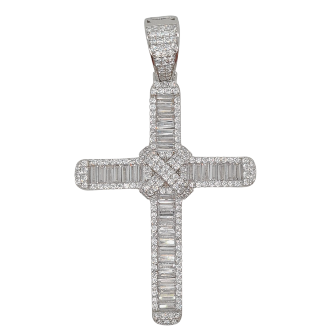 Silver CZ Cross Set