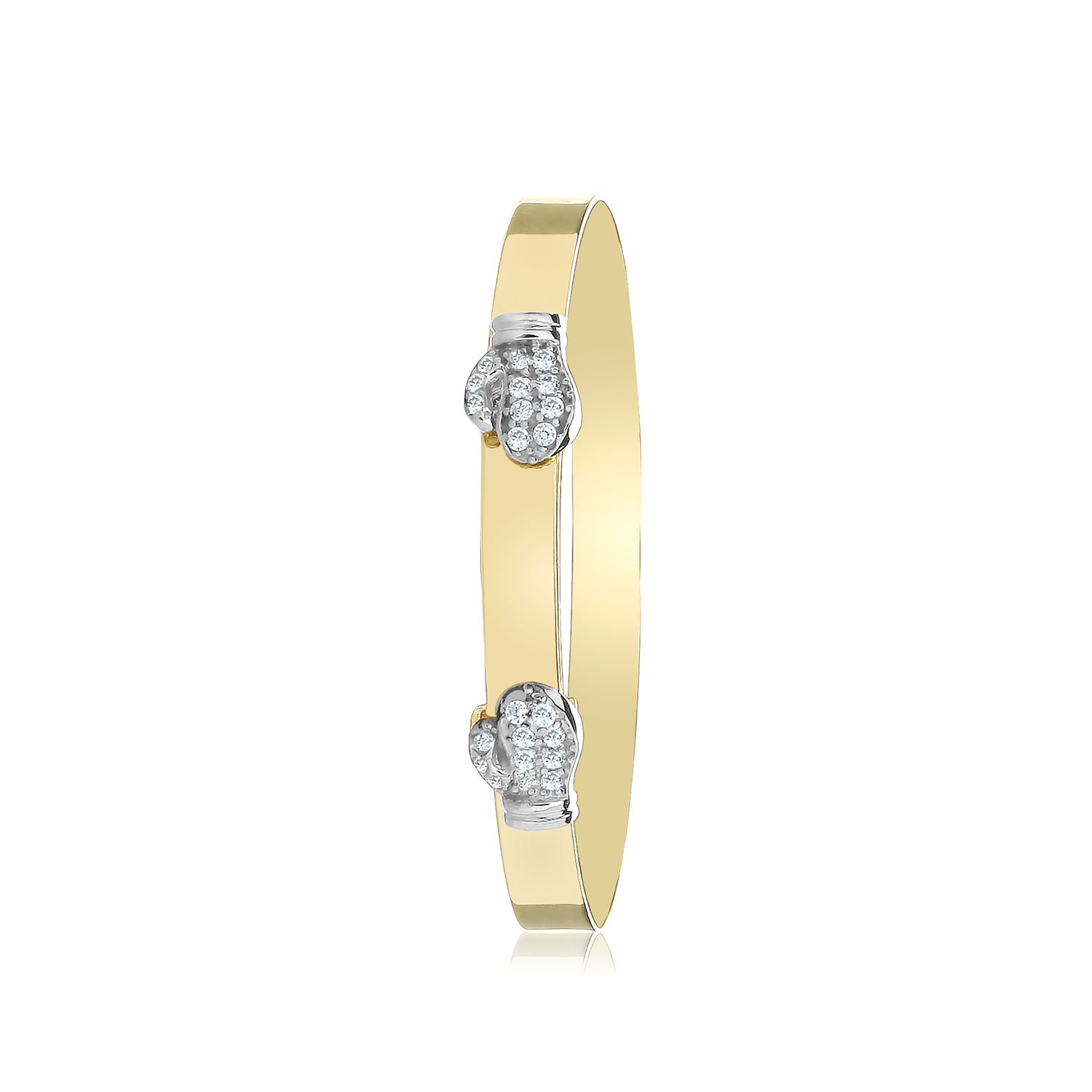 9ct Yellow Gold Expandable Baby Bangle - CZ Stones Boxing Gloves