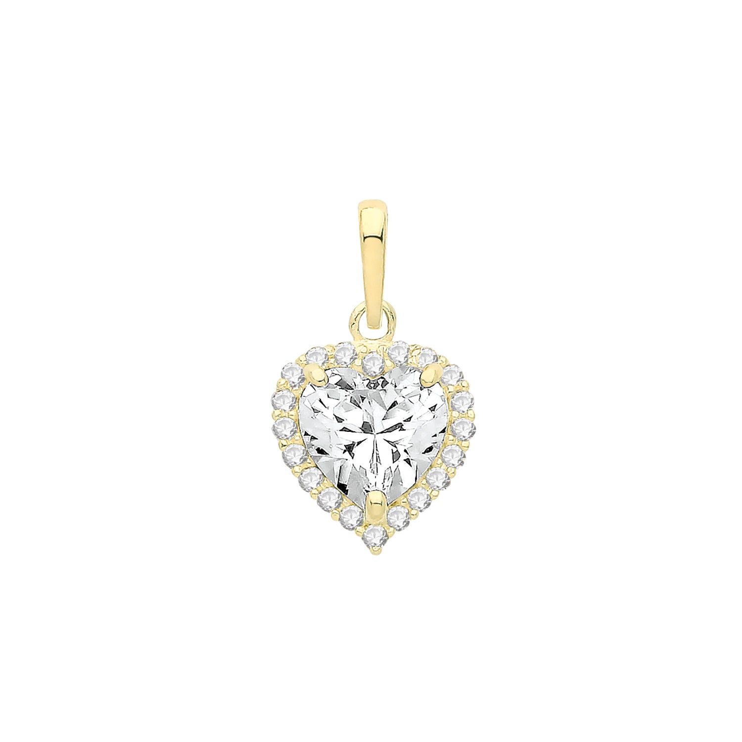 9ct Gold Heart Pendant with CZ Stones - PN1246