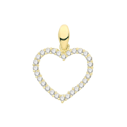 9ct Gold Heart Pendant with CZ Stones - PN1253