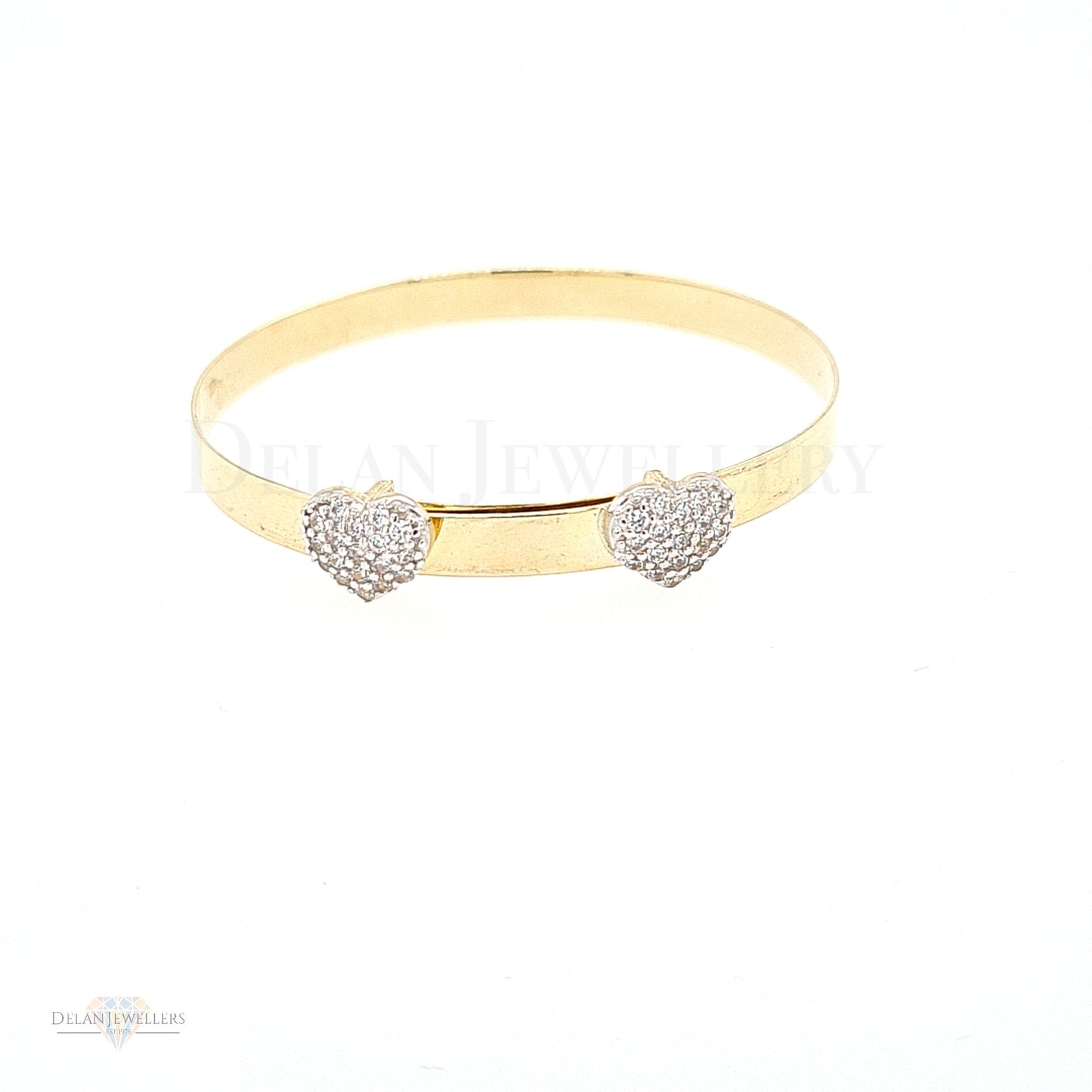 9ct Yellow Gold Expandable Baby Bangle - CZ Stones