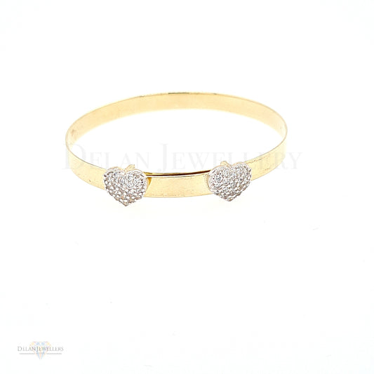 9ct Yellow Gold Expandable Baby Bangle - CZ Stones