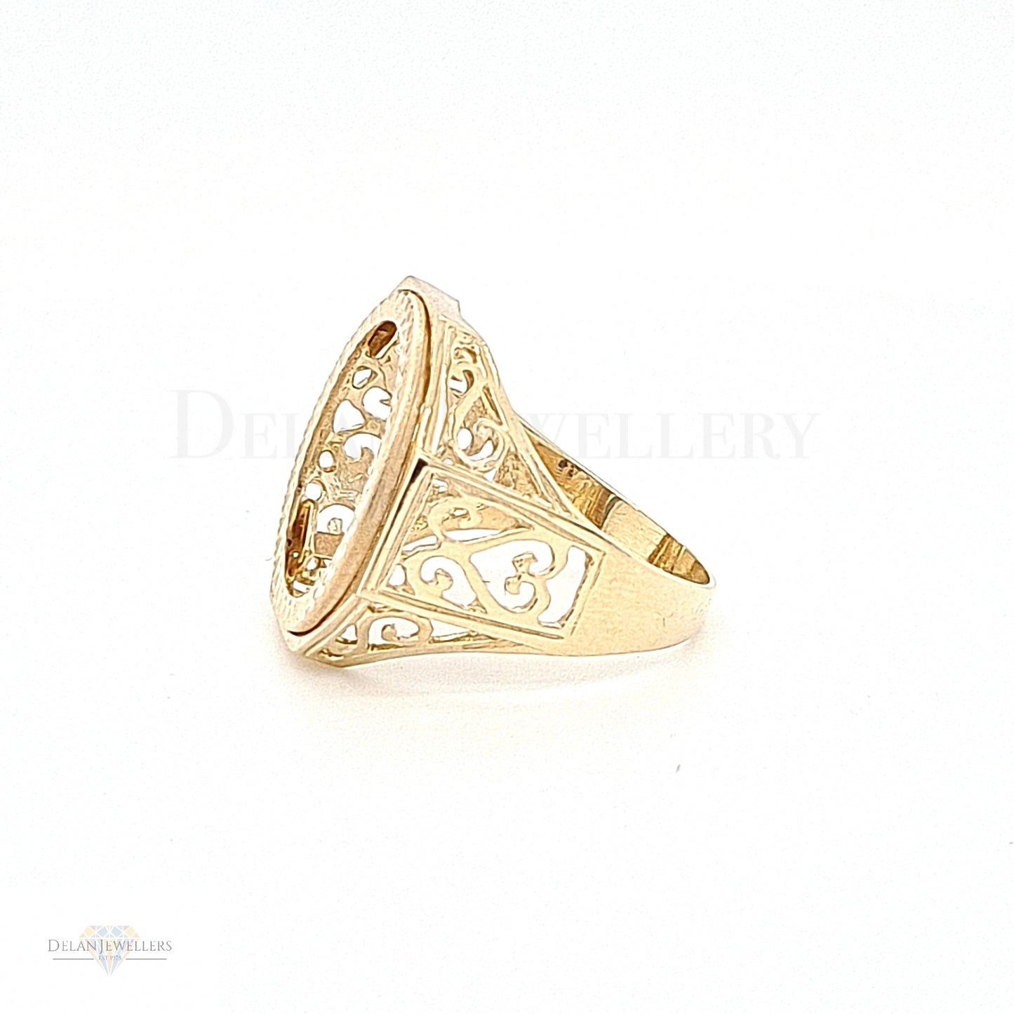 9ct Hexagon Half Sovereign Mount Ring