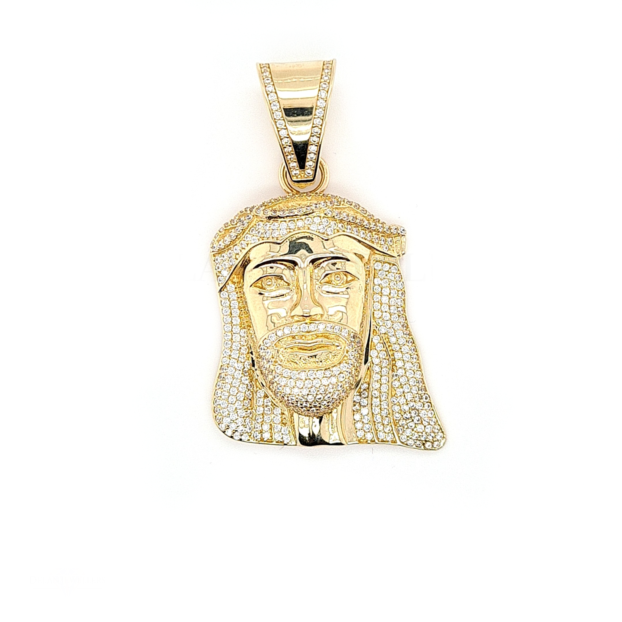 Jesus Head Pendant with CZ Stones