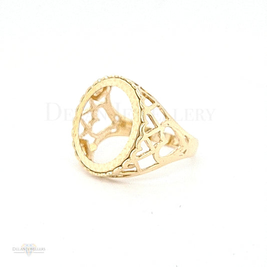 9ct Full  Sovereign Mount Ring with heart sides