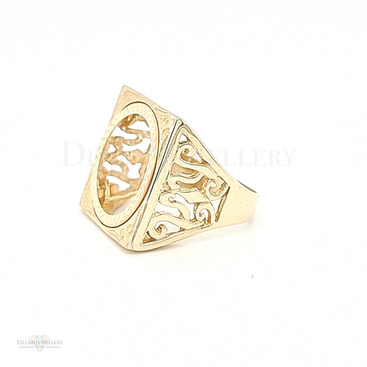 9ct Sovereign Square Mount Ring