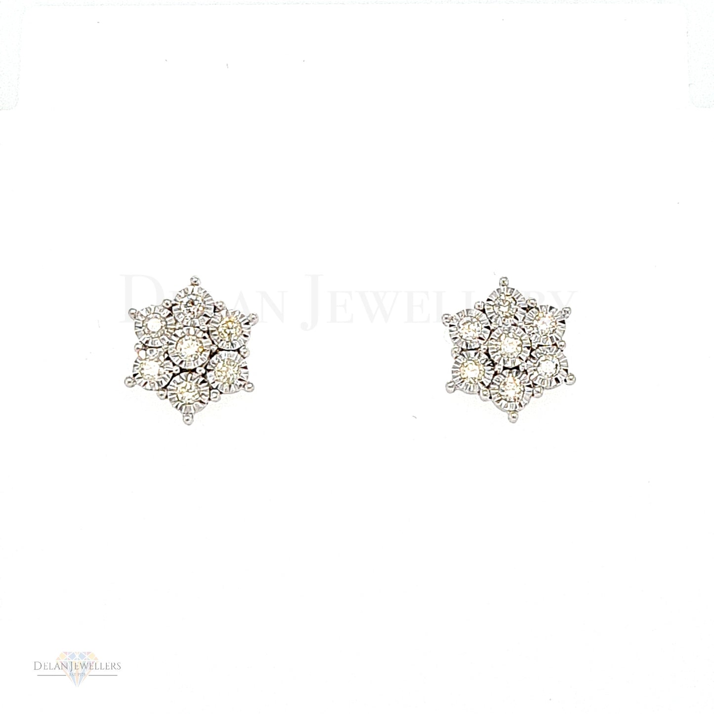 White Gold Daisy Diamond Earrings