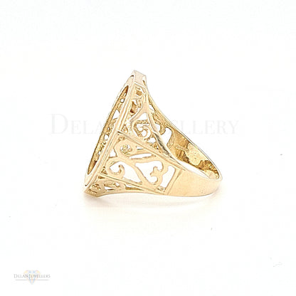 9ct Half/Full Sovereign Mount Victorian-Inspired Fancy Hexagon Ring