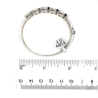 White Gold Flower Bangle with stones