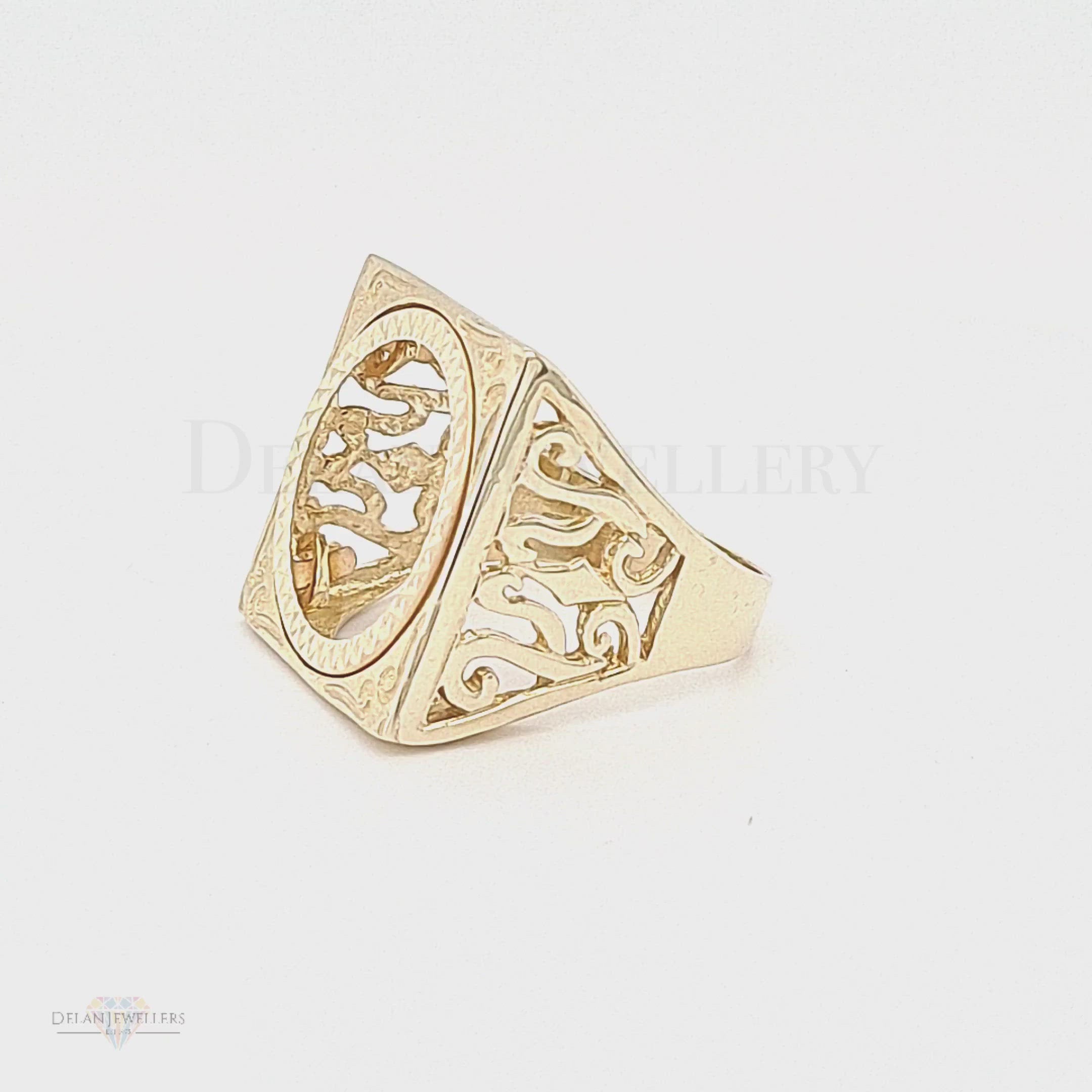 9ct Sovereign Square Mount Ring