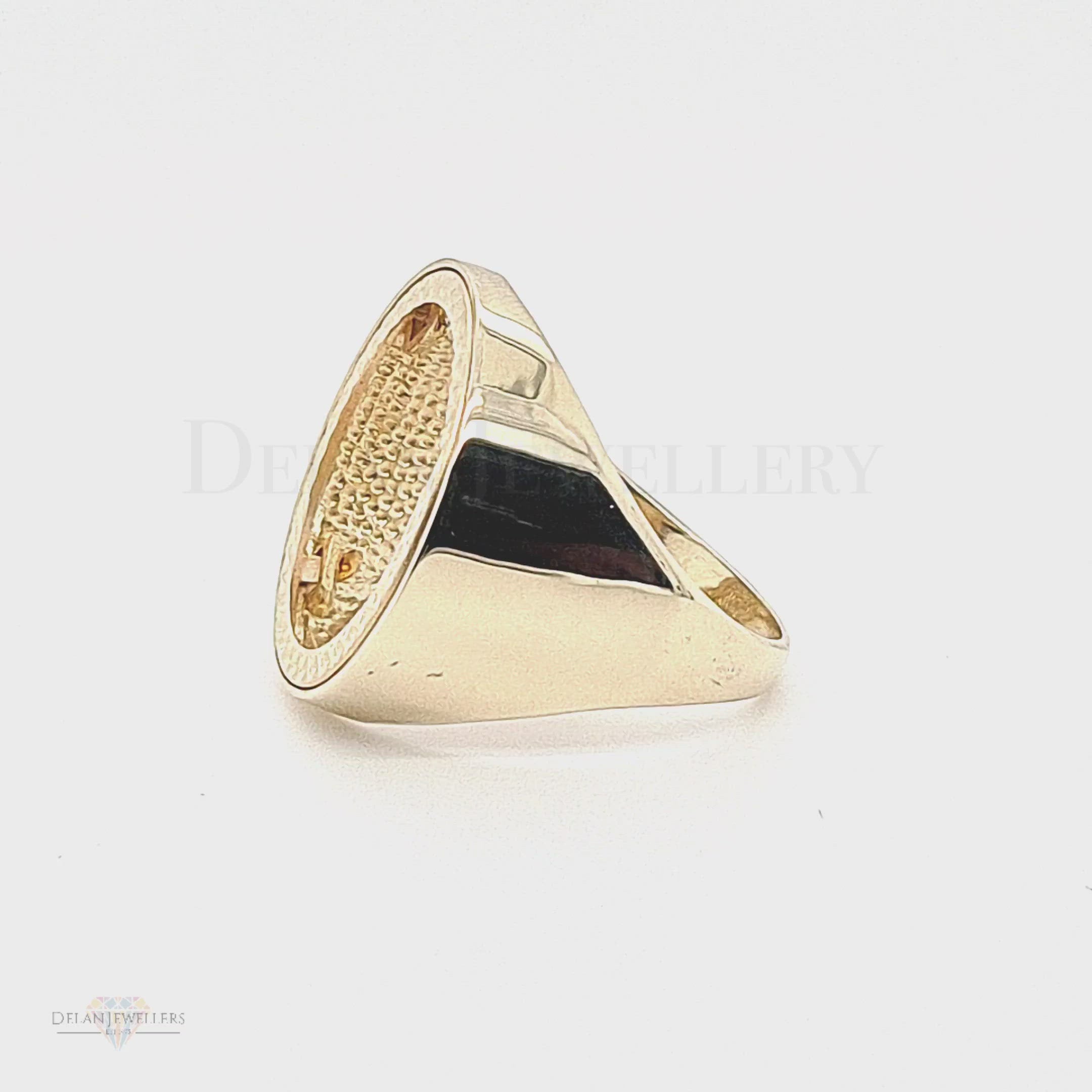 9ct Half/Full Sovereign Mount Ring with Solid Sides