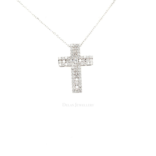 18k White Gold Diamond Cross - 0.82ct