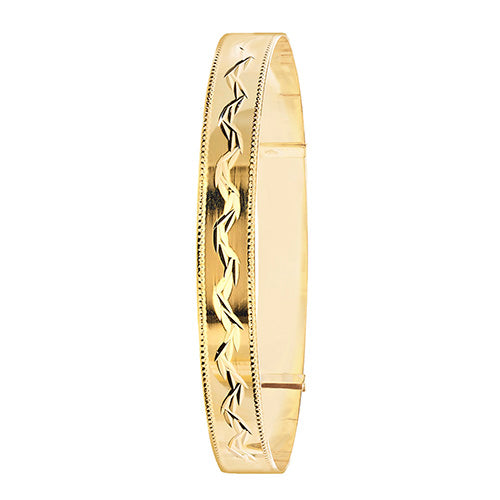 9Ct Gold Diamond Cut Expandable Bangle - BN147/1