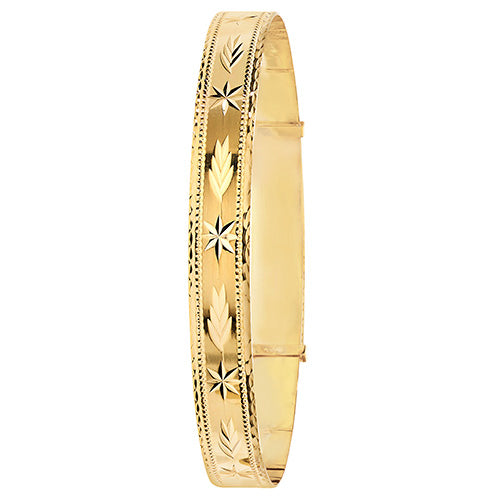 9Ct Gold Diamond Cut Expandable Bangle - BN147/2