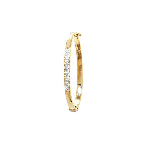 9Ct Gold Babies' Cz Square Tube Bangle - BN245