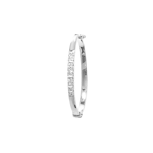 9Ct White Gold Babies' Cz Square Tube Bangle - BN245W