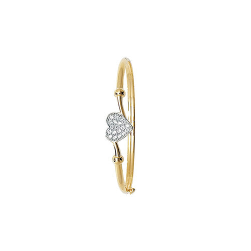 9Ct Gold Babies' Cz Heart Bangle - BN349B