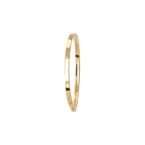 9Ct Gold Babies' Cz Set Square Tube Bangle - BN357