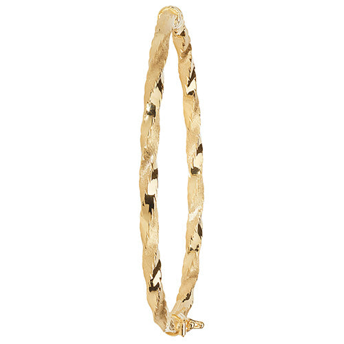 9Ct Gold Diamond Cut Twisted Hinged Bangle - BN370