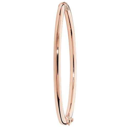 9Ct Rose Gold Plain Hinged Bangle - BN375R