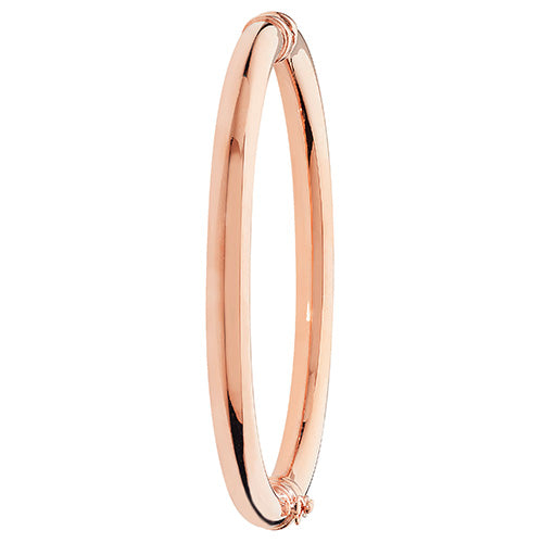 9Ct Rose Gold Plain Hinged Bangle - BN375R