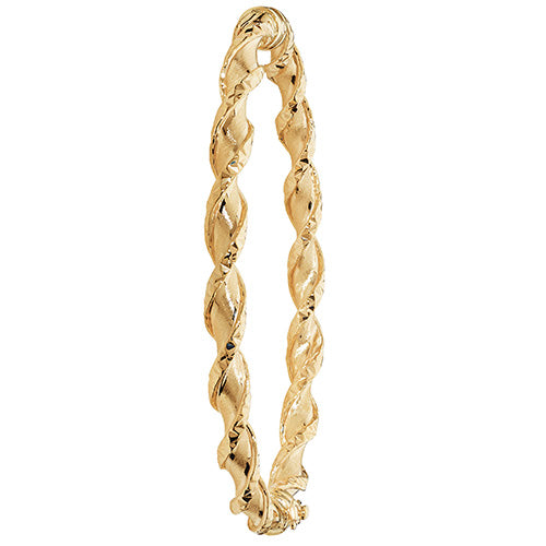 9Ct Gold Diamond Cut Twisted Hinged Bangle - BN380