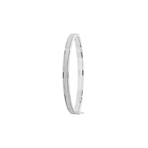 9Ct White Gold Babies' Moondust Hinged Bangle - BN387BW