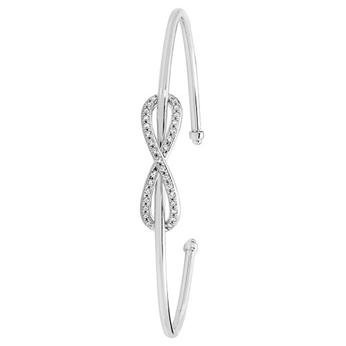 9Ct White Gold Cz Infinity Torc Bangle - BN403W