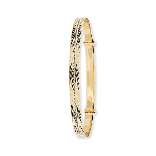 9Ct Gold Diamond Cut Expandable Bangle - BN409/1