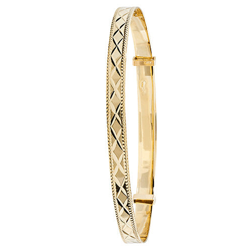 9Ct Gold Diamond Cut Expandable Bangle - BN409/2