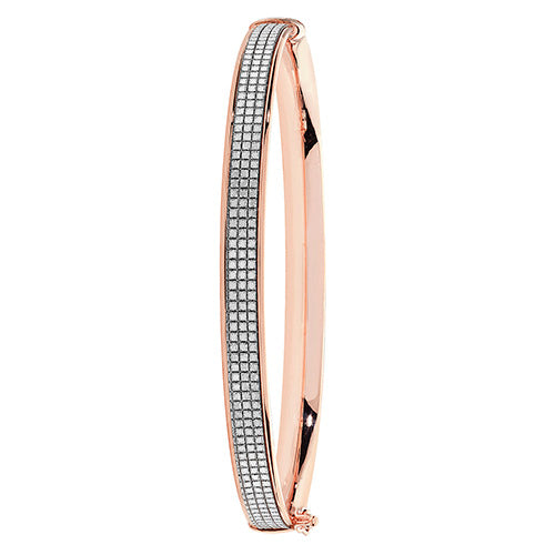 9Ct Rose Gold Moondust Hinged Bangle - BN411R