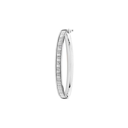 9Ct White Gold Babies' Moondust Hinged Bangle - BN414BW