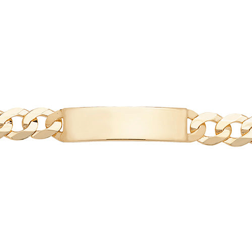 9ct Gold Gents' Curb Rectangular ID Bracelet - BR268