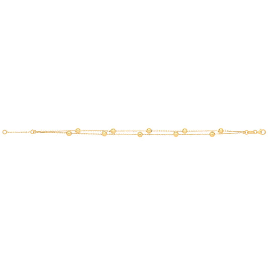 9Ct Gold Beaded Double Chain Bracelet - BR408