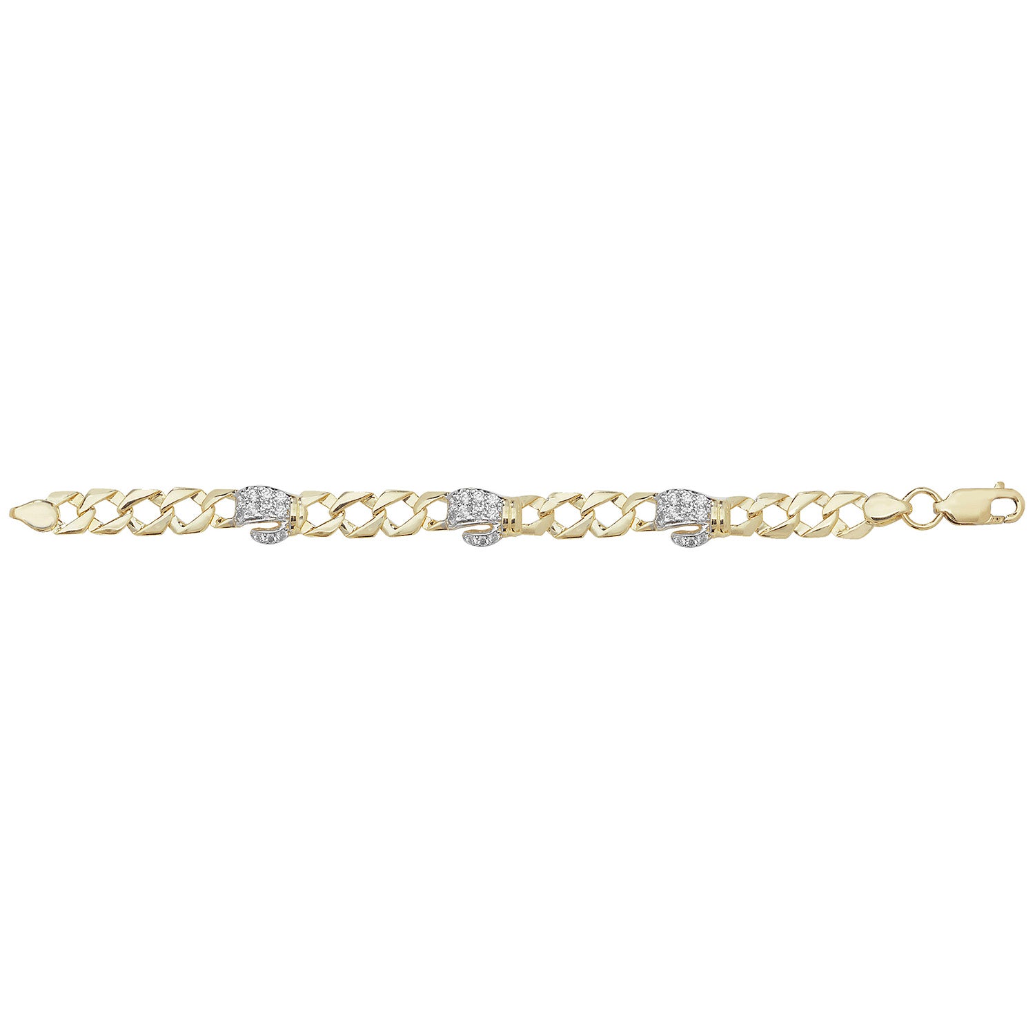 9ct Gold Babies' Cz Triple Boxing Glove Chaps Bracelet - BR594