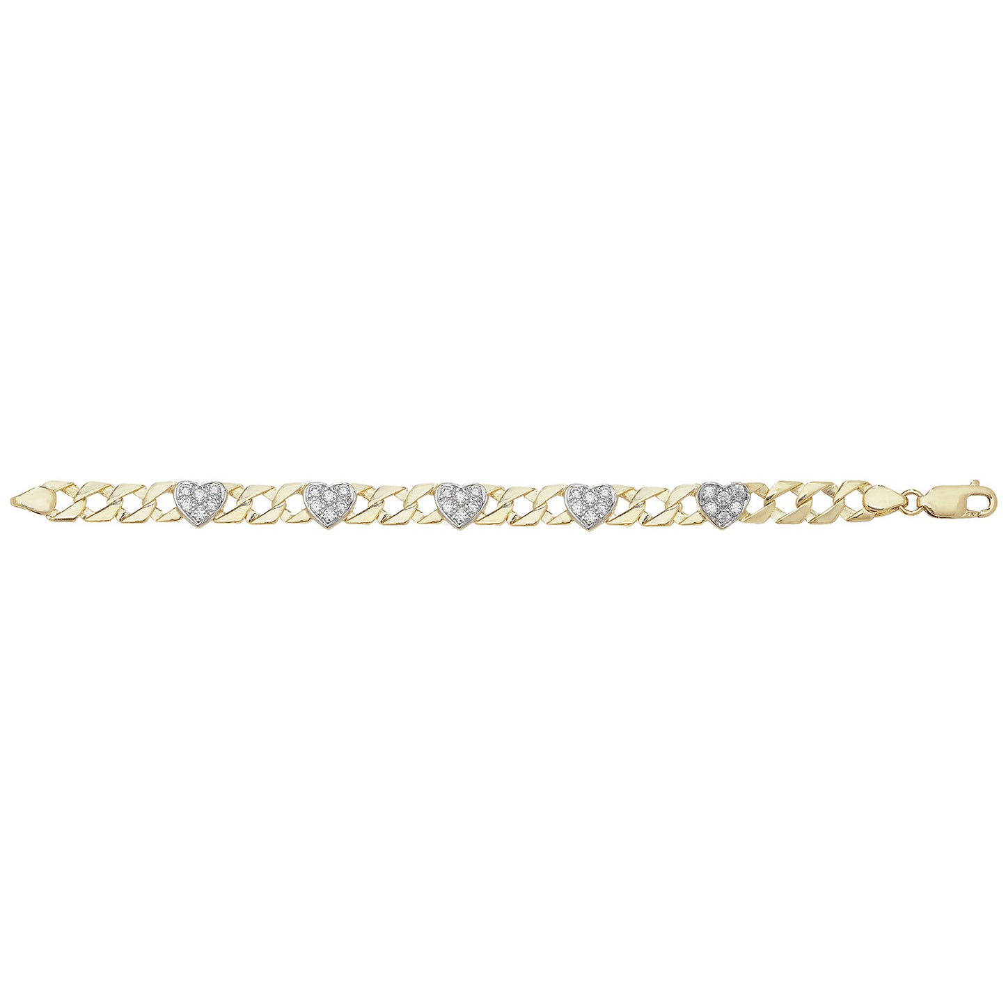 9ct Gold Cz Hearts Bracelet - BR595