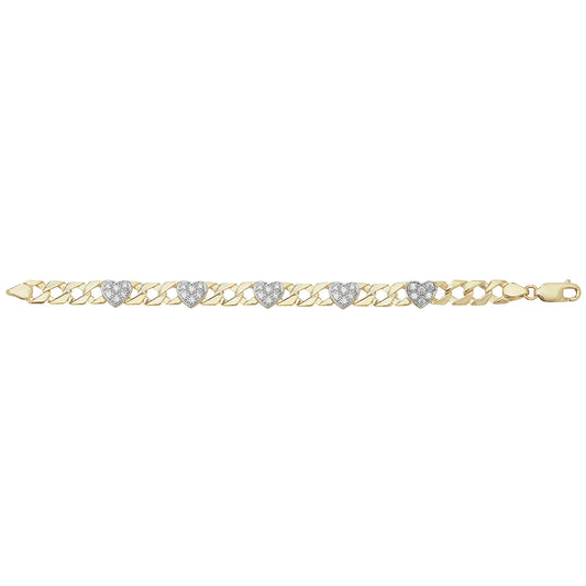 9Ct Gold Cz Hearts Bracelet - BR595/07