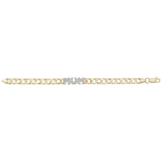 9Ct Gold Cz Mum Bracelet - BR596