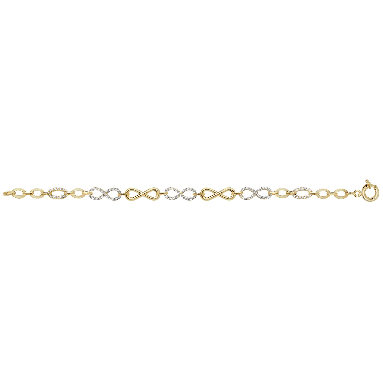 9Ct Gold Plain And Cz Infinity Bracelet - BR597