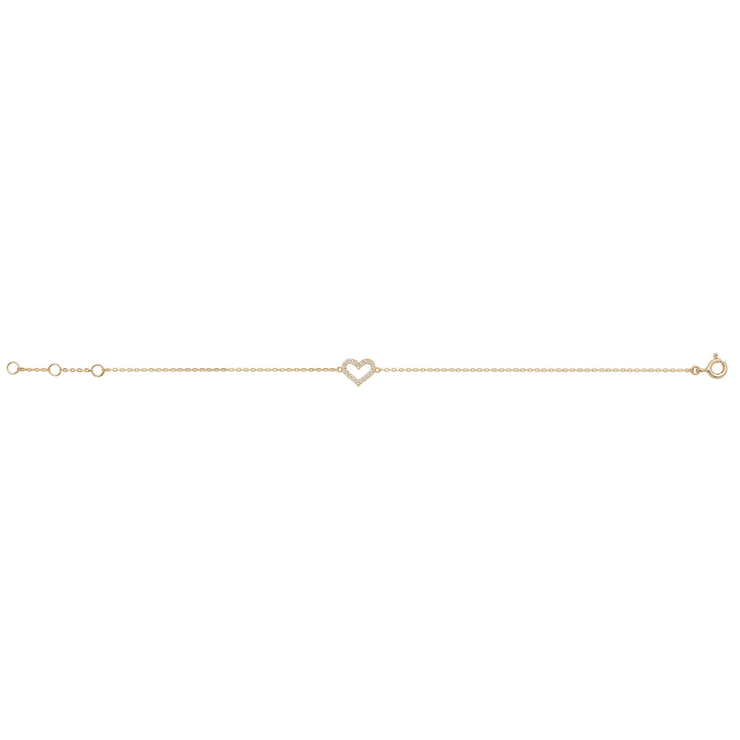 9Ct Gold Cz Heart Bracelet - BR604