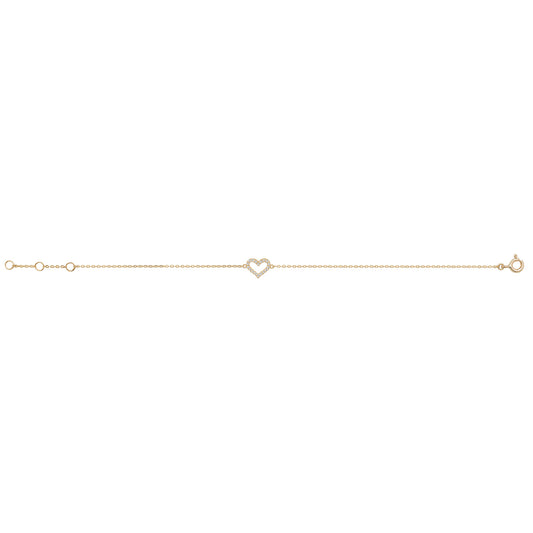 9Ct Gold Cz Heart Bracelet - BR604