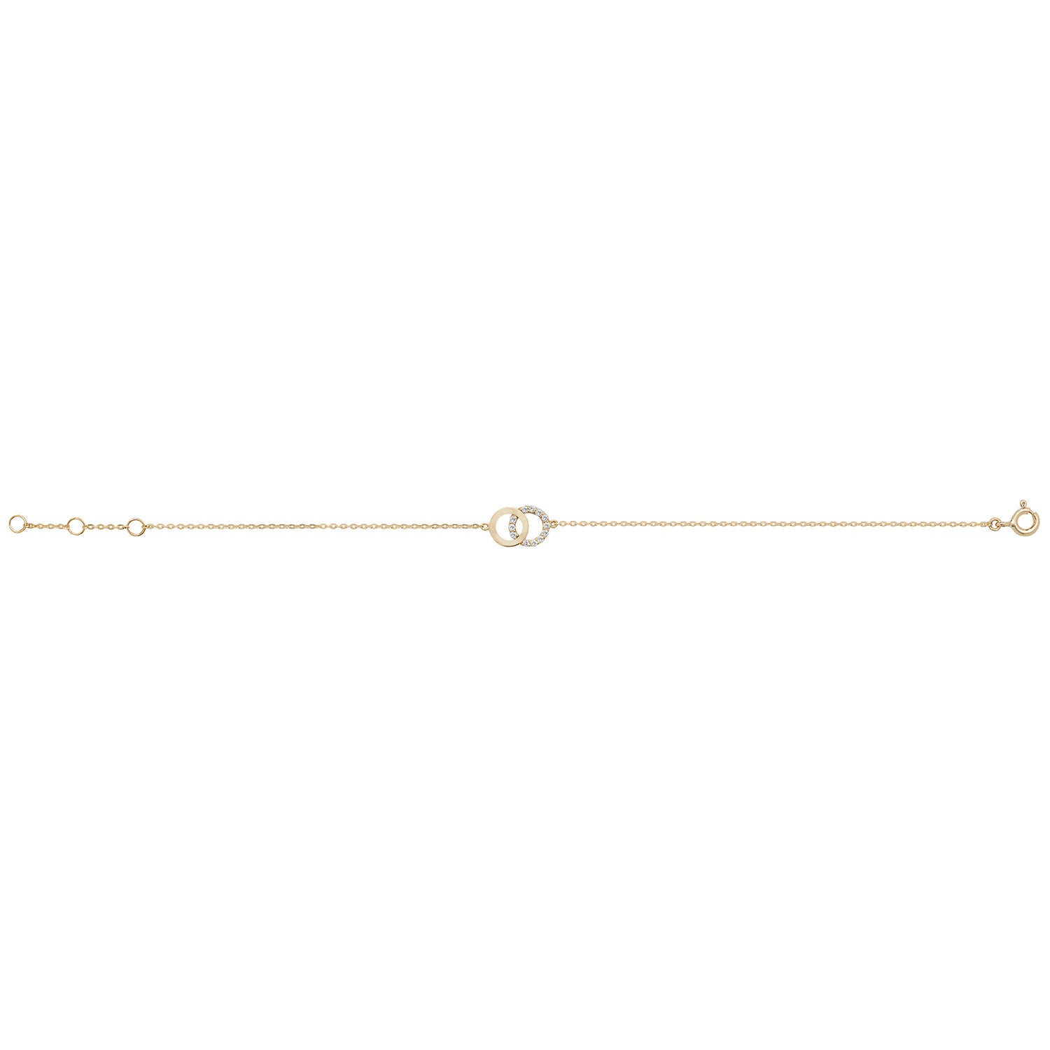 9Ct Gold Plain And Cz Entwined Circle Bracelet - BR605