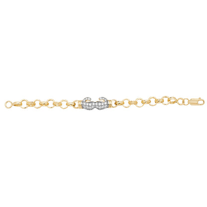 9ct Gold Babies' Cz Double Boxing Glove Belcher Bracelet - BR611CZ